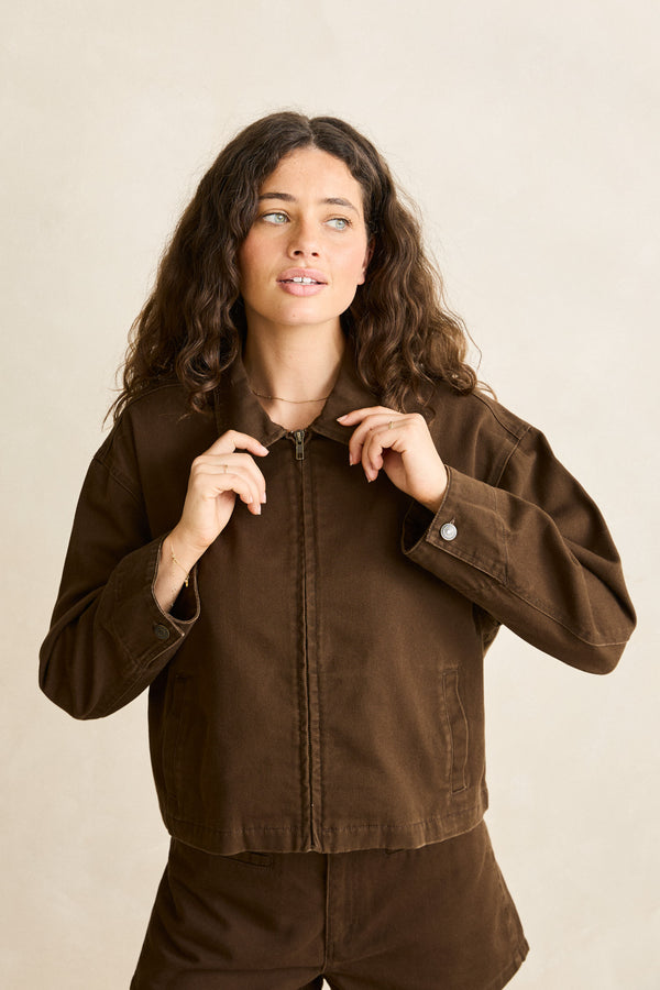 Capri Relaxed Cropped Jacket Cafe