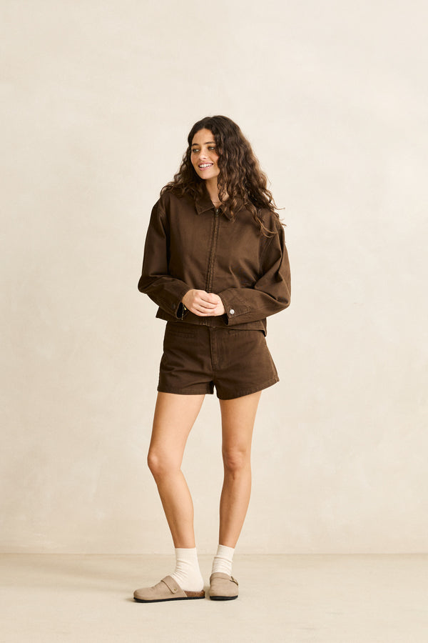 Capri Relaxed Cropped Jacket Cafe
