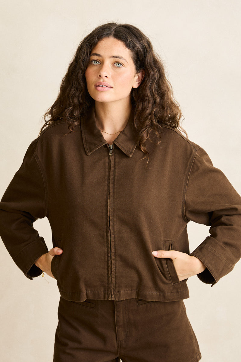 Capri Relaxed Cropped Jacket Cafe