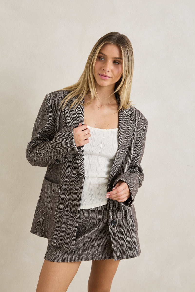 Herringbone Blazer Cafe