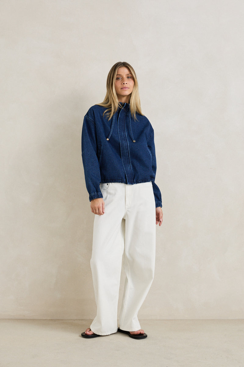 Juna Denim Funnel Jacket Dark Blue Wash