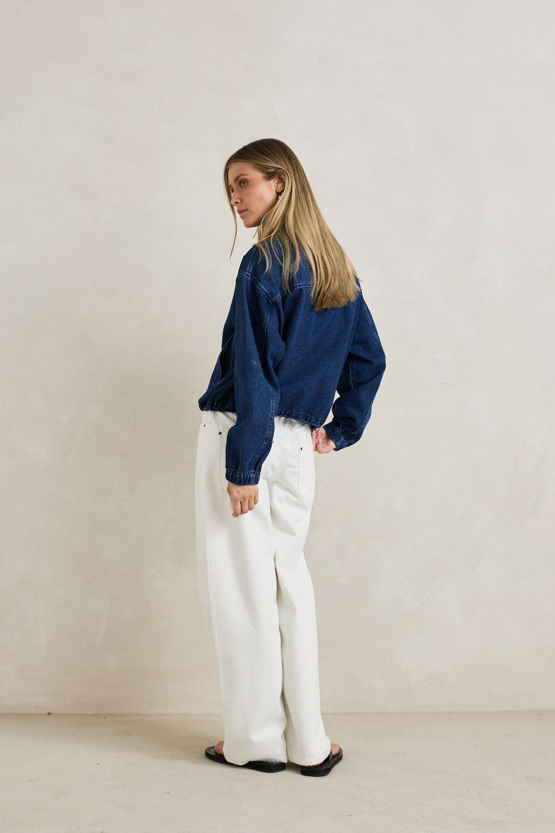 Juna Denim Funnel Jacket Dark Blue Wash