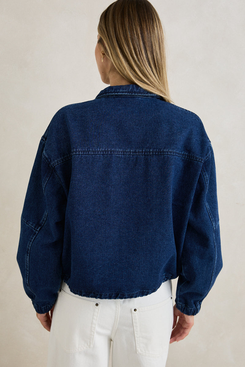 Juna Denim Funnel Jacket Dark Blue Wash