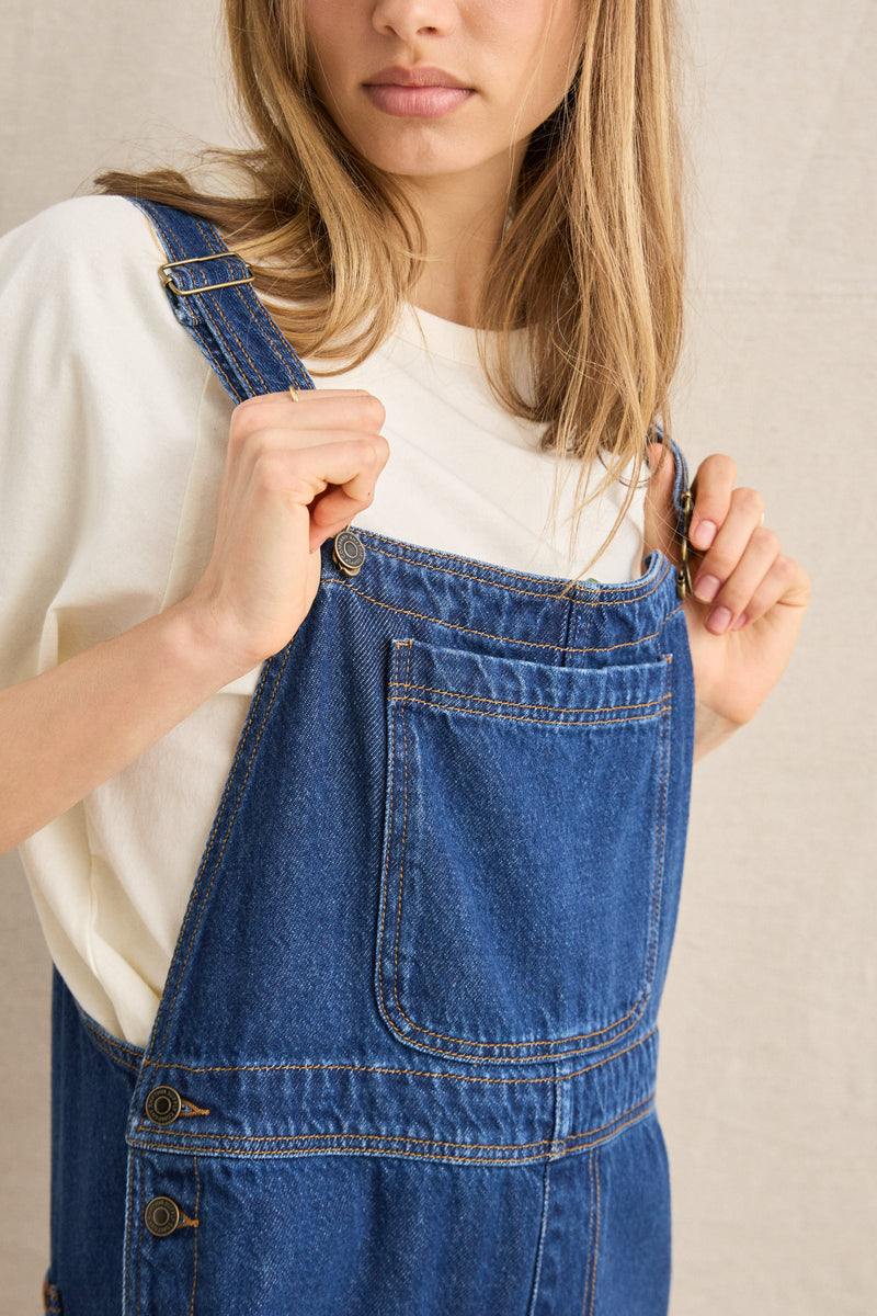 Charlie Wide Leg Cargo Overall Dark Denim