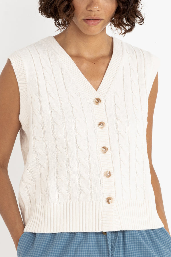 Desi Cable Knit Vest Natural