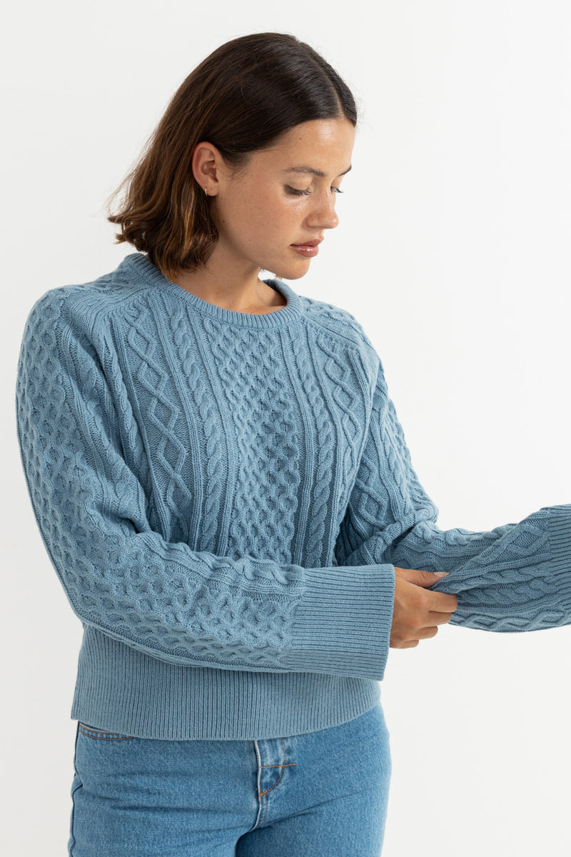 Vintage Cable Knit Jumper Dusty Blue