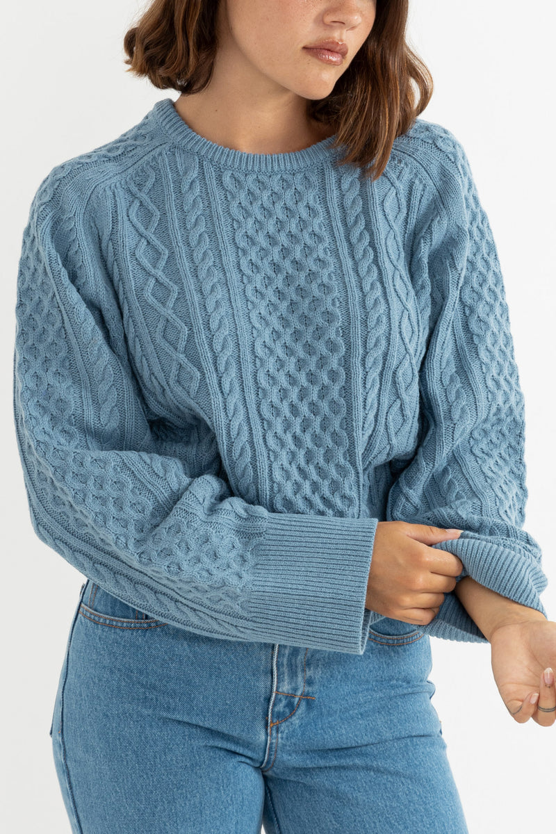 Vintage Cable Knit Jumper Dusty Blue