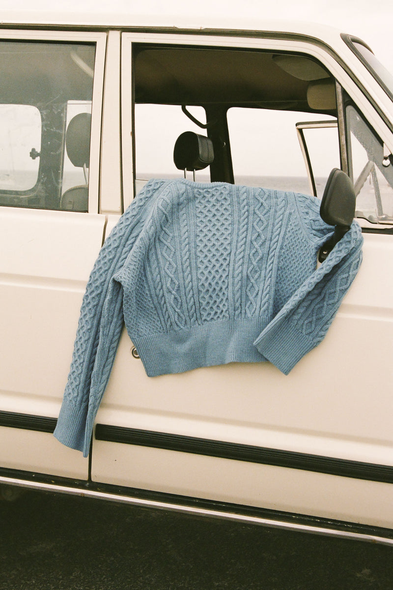 Vintage Cable Knit Jumper Dusty Blue