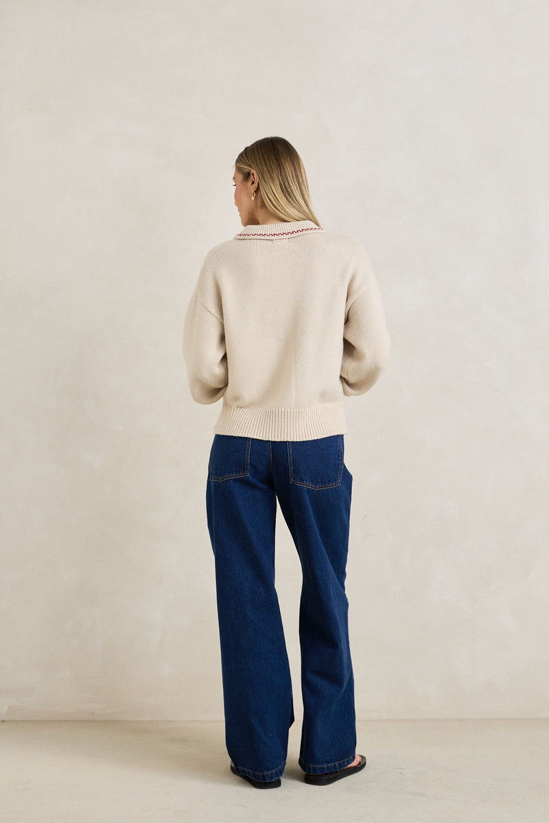 Frankie Dual Zip Cardigan Natural