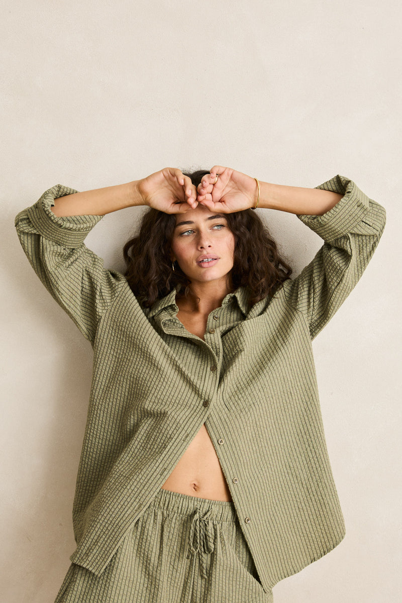 Overswim Stripe Shirt Olive