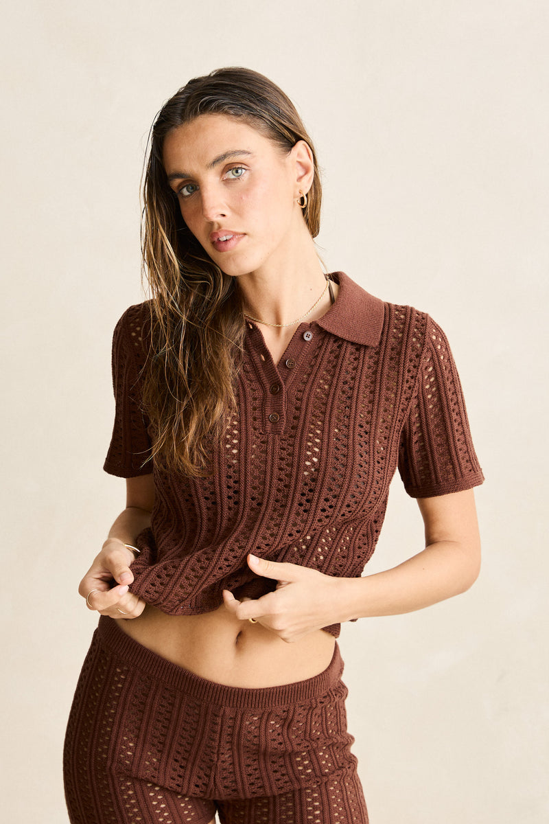 Porto Knit Top  Chocolate