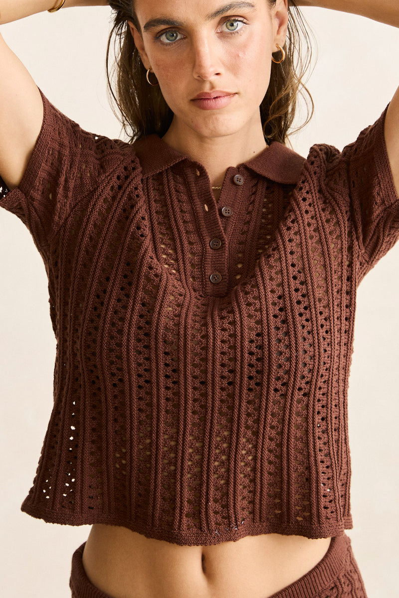Porto Knit Top  Chocolate