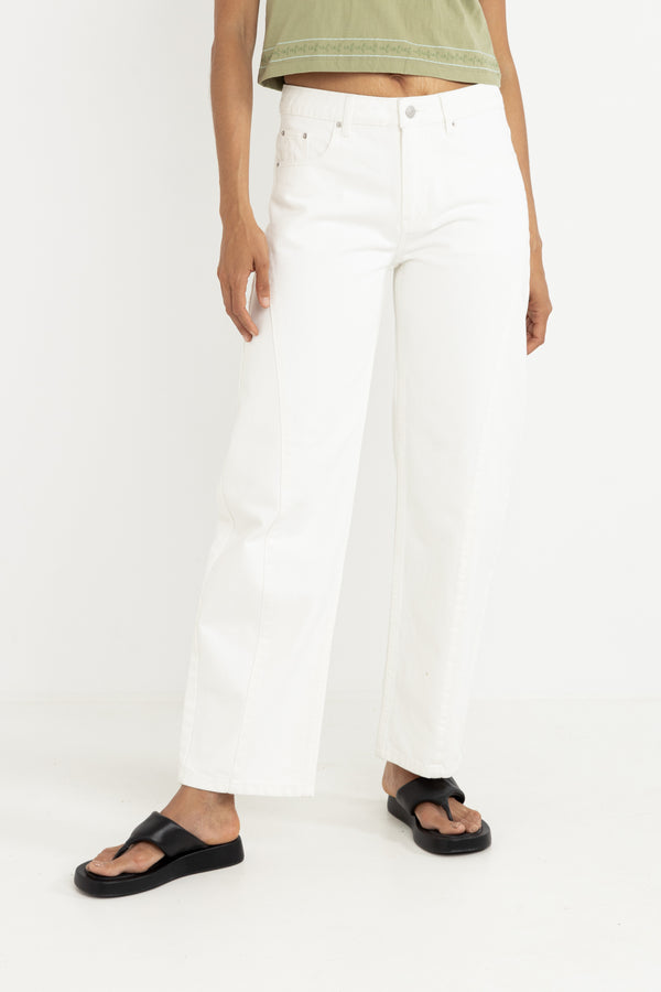 Low-Rise Barrel Denim Pant White