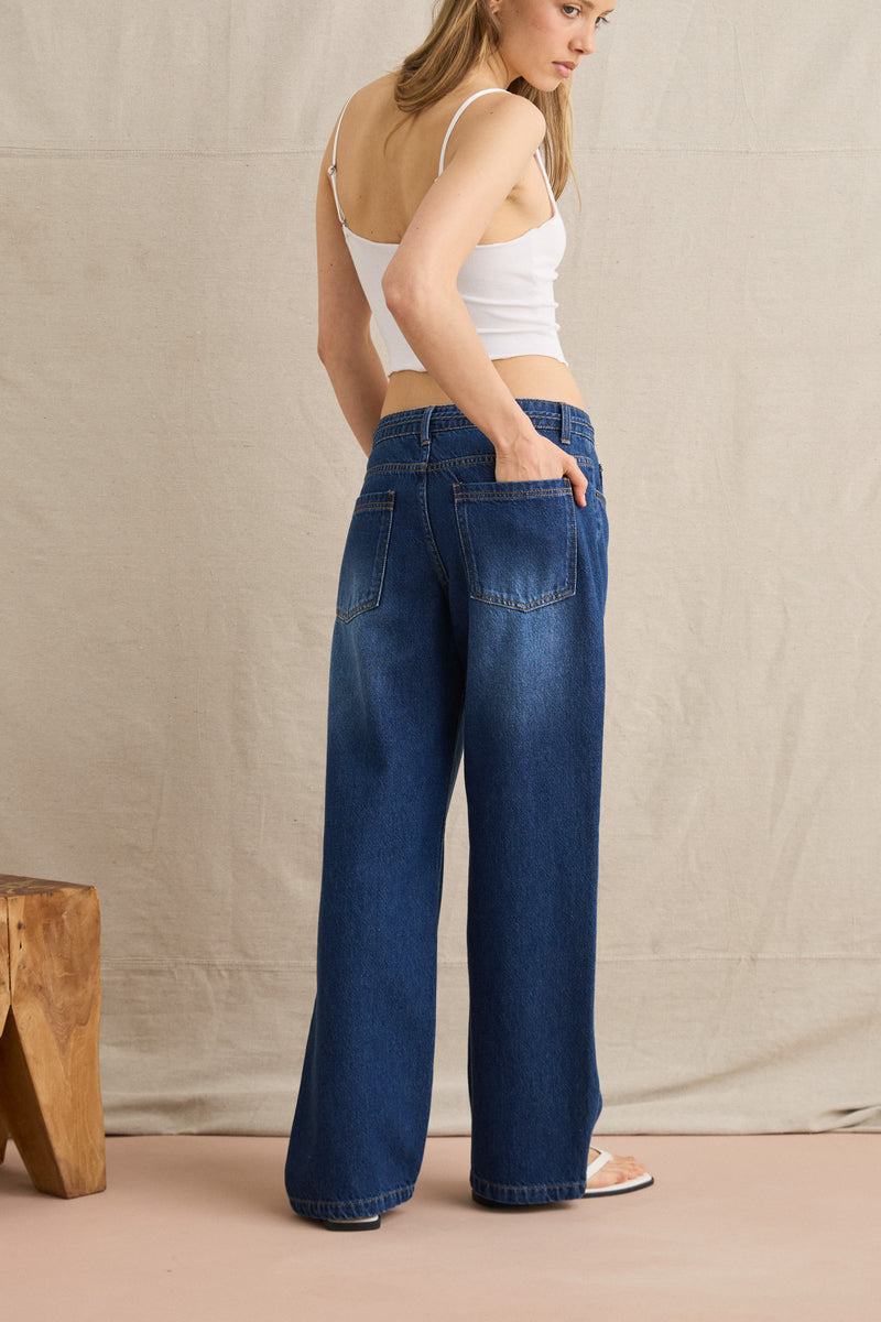 Charlie Low-Rise Denim Jean Dark Denim