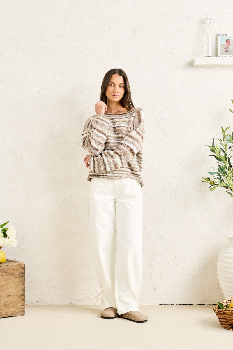 Low Rise Tie Side Jean White