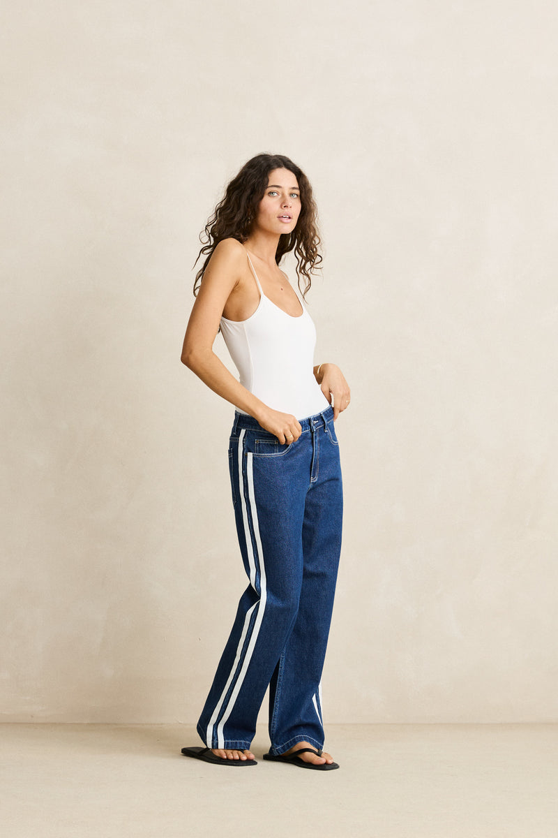Contrast Denim Jean Blue
