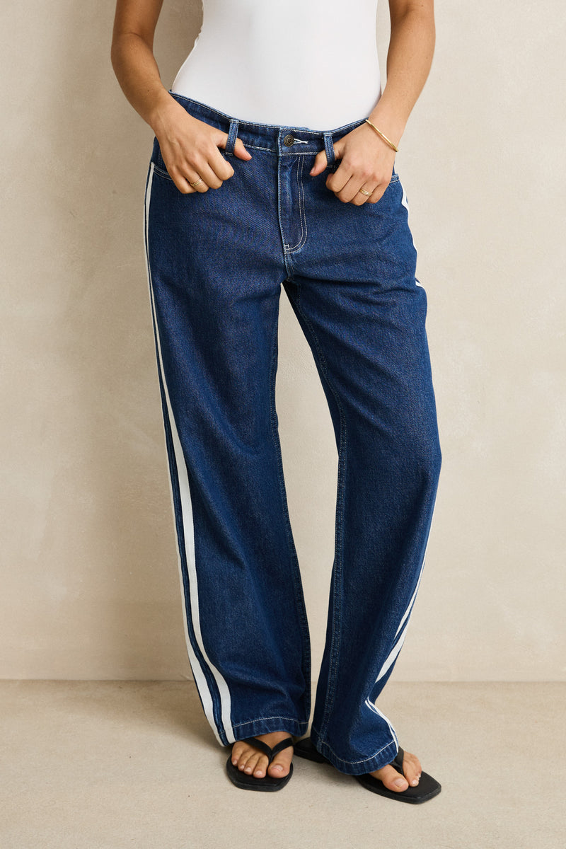 Contrast Denim Jean Blue
