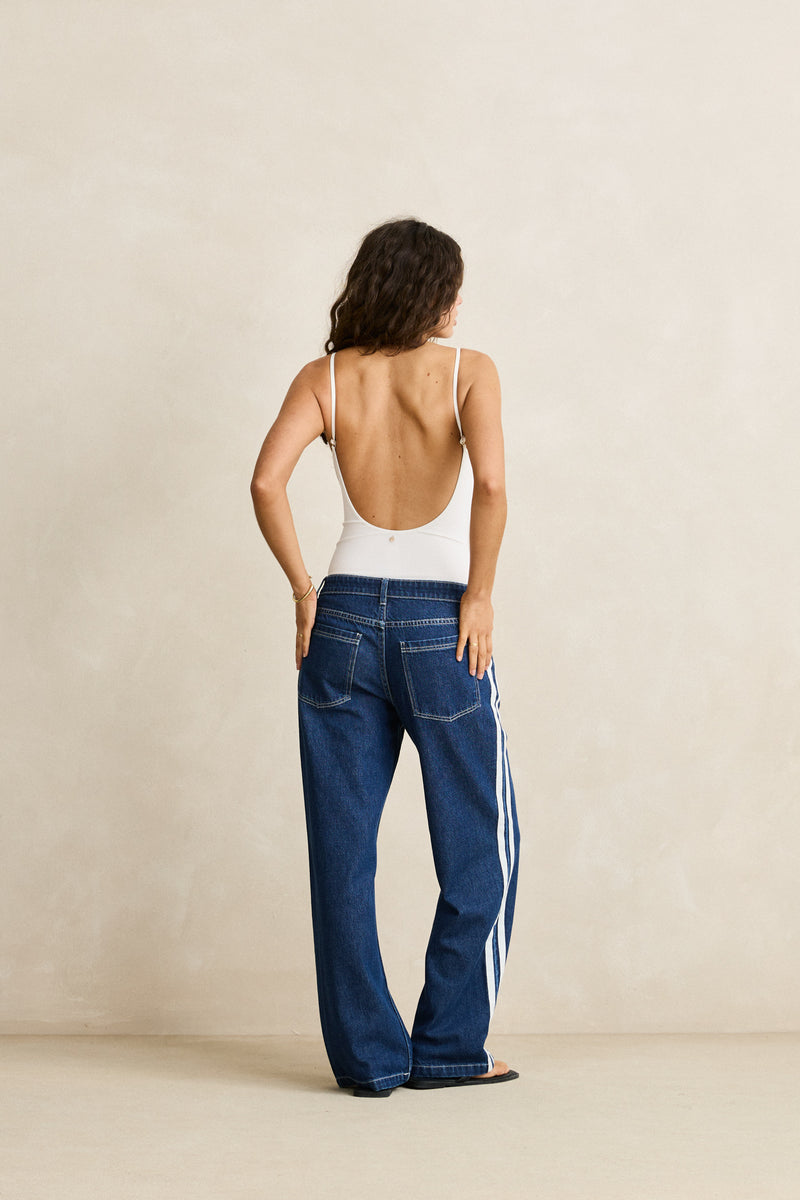 Contrast Denim Jean Blue