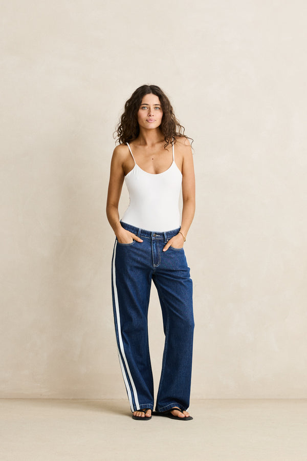 Contrast Denim Jean Blue
