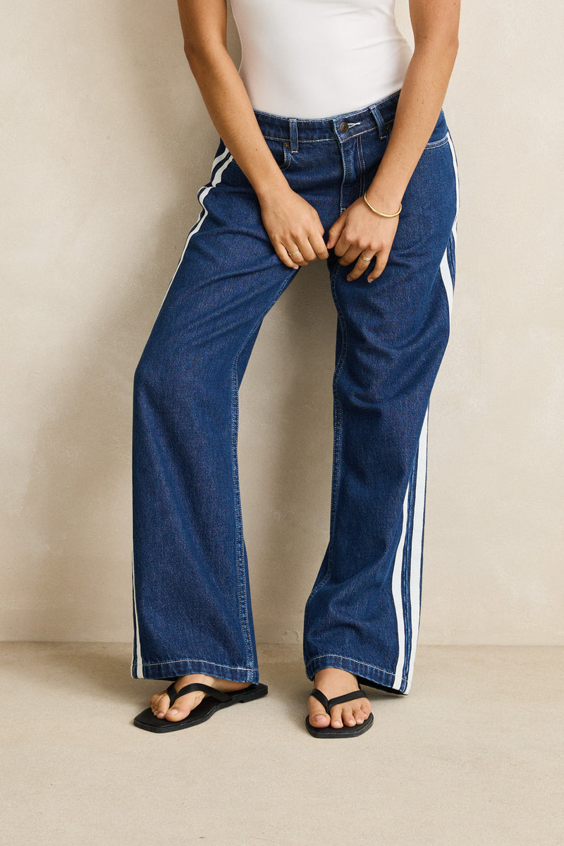 Contrast Denim Jean Blue