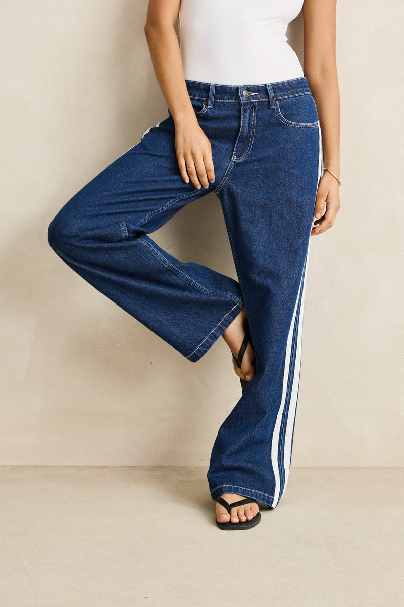 Contrast Denim Jean Blue