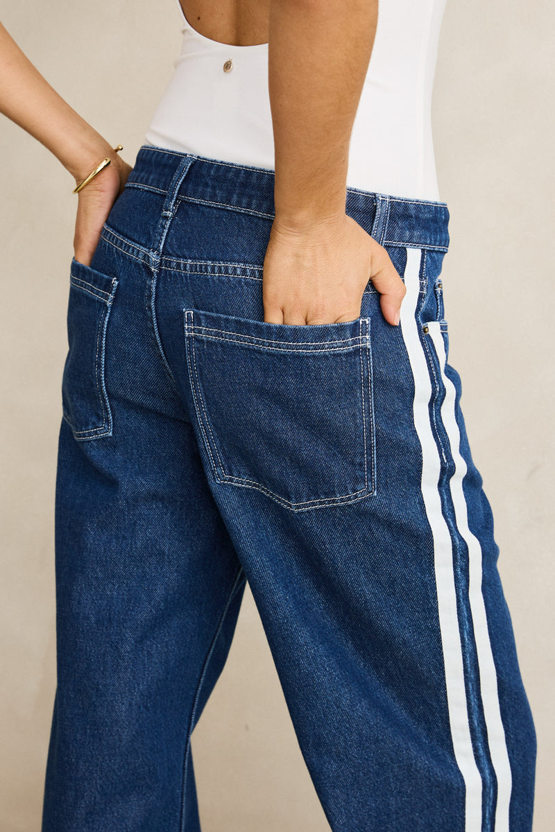 Contrast Denim Jean Blue