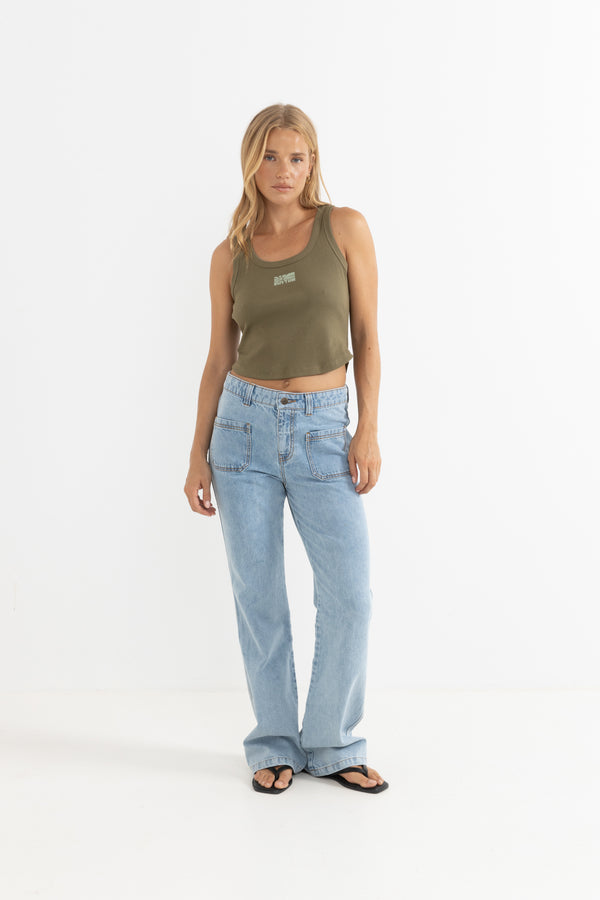 Annette Rib Tank Basil