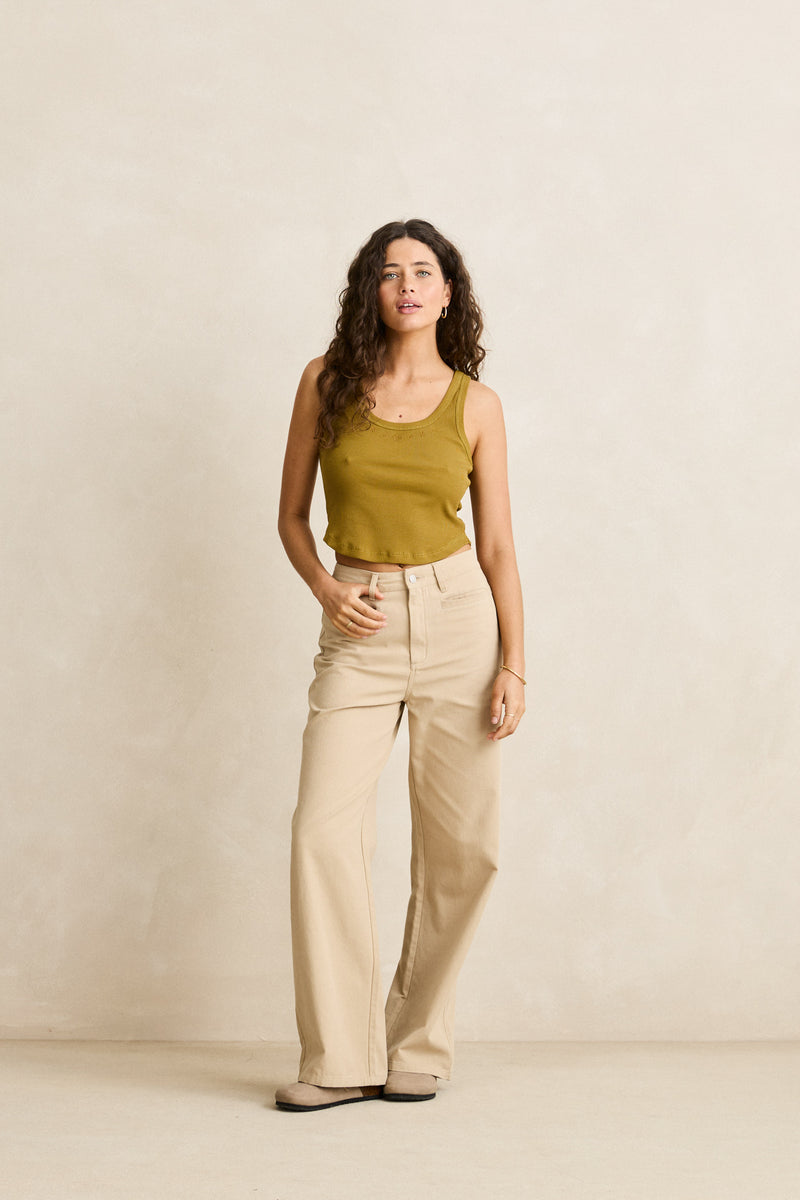 Posy Rib Tank Olive