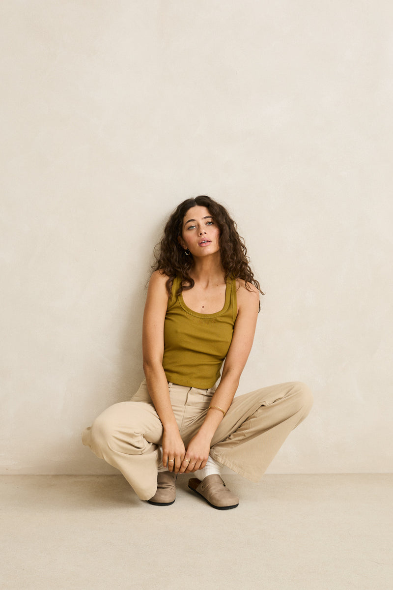 Posy Rib Tank Olive
