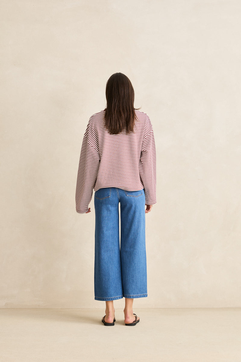 Essential Stripe Ls Shirt Vintage Red