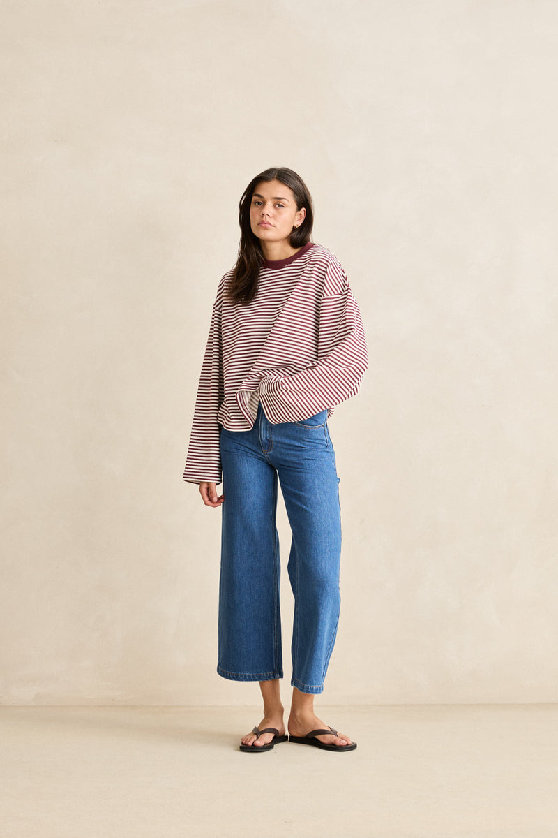 Essential Stripe Ls Shirt Vintage Red