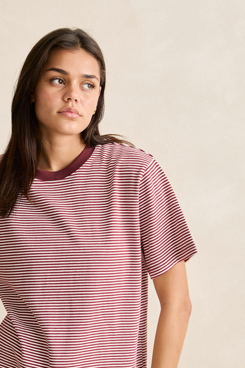 Essential Stripe Ss T-Shirt Red