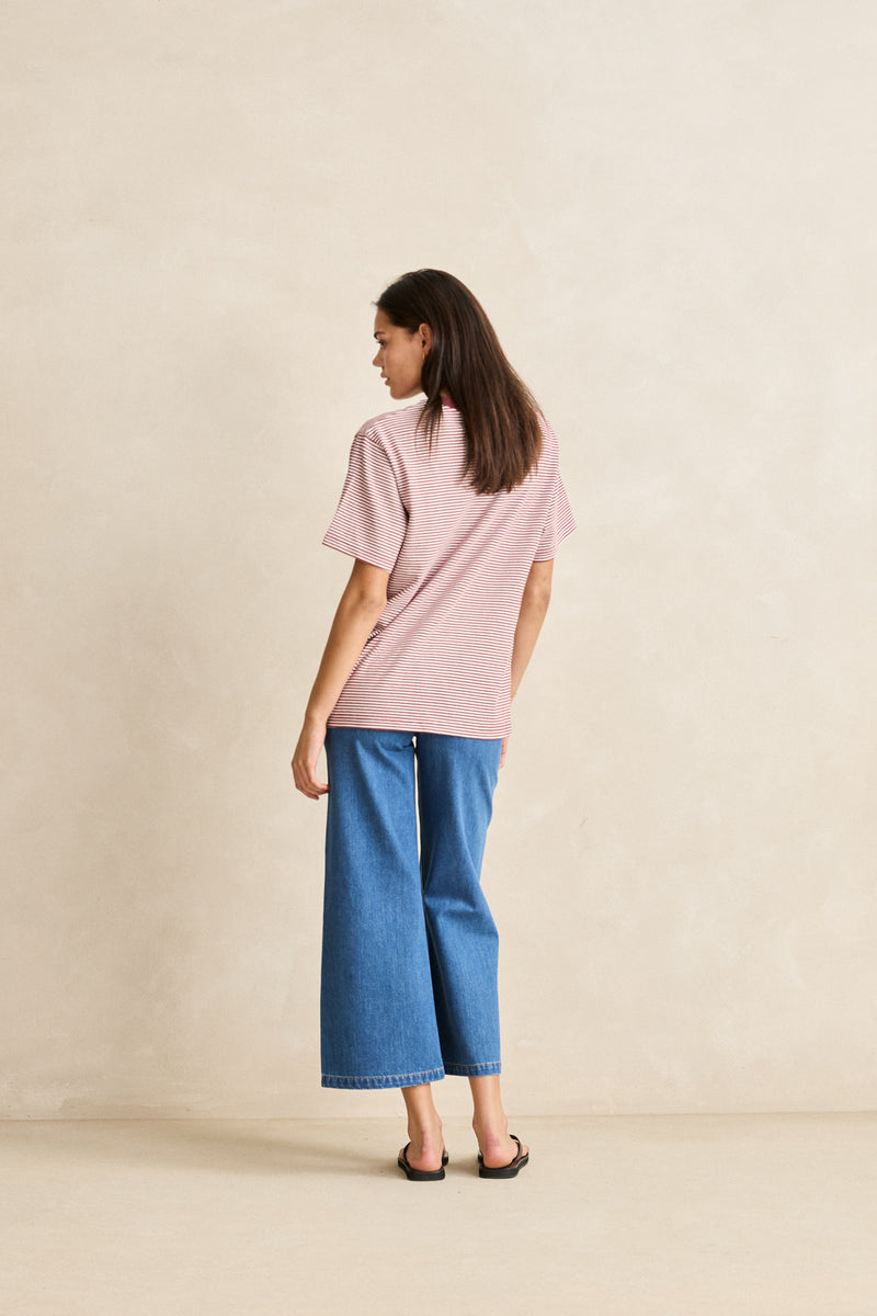 Essential Stripe Ss T-Shirt Red