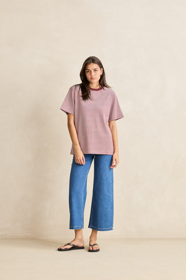 Essential Stripe Ss T-Shirt Red