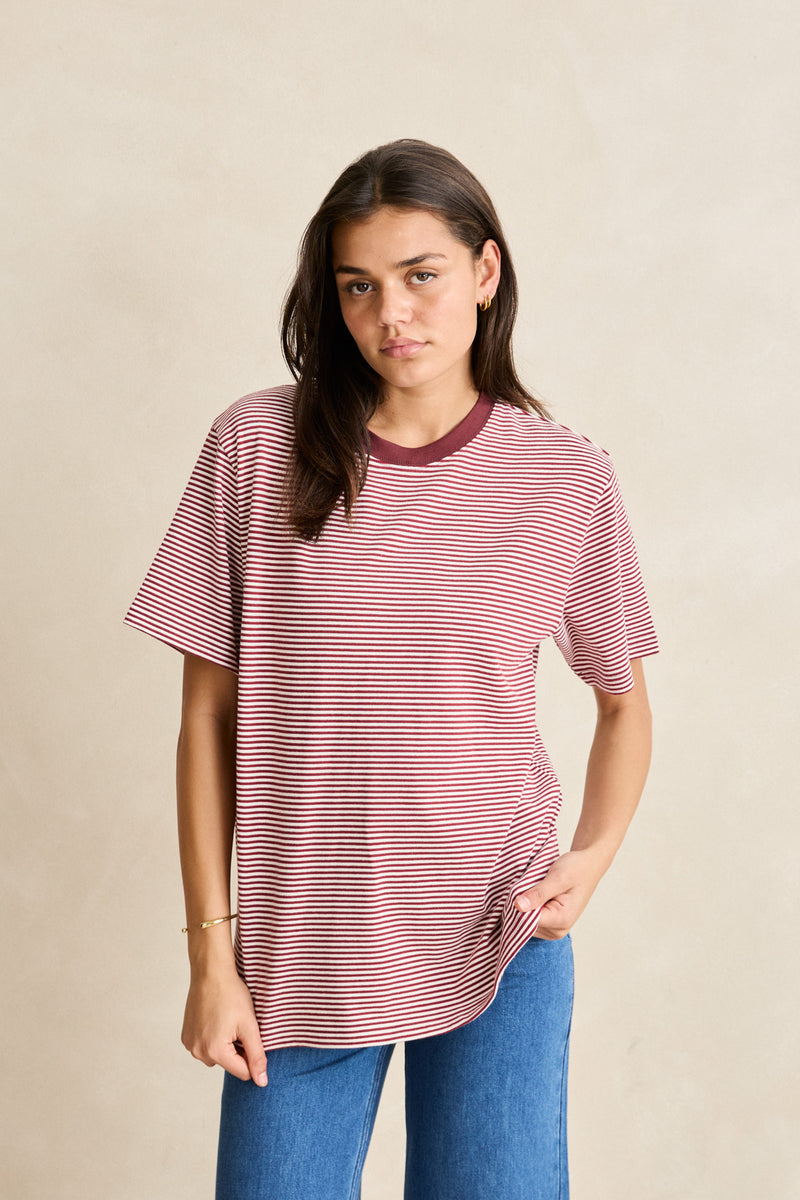 Essential Stripe Ss T-Shirt Red