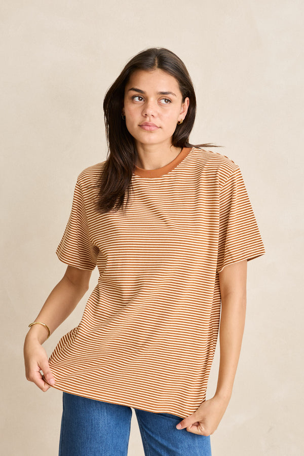Essential Stripe Ss T-Shirt Tobacco