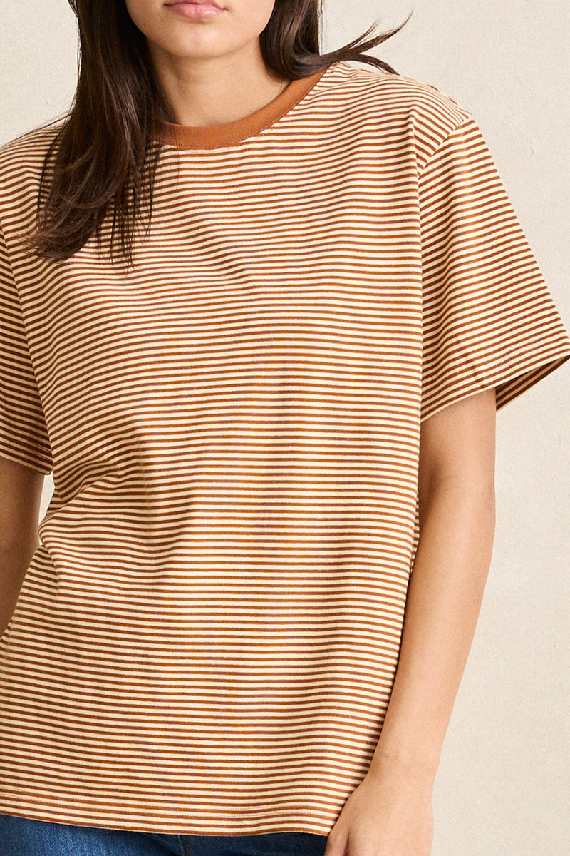 Essential Stripe Ss T-Shirt Tobacco