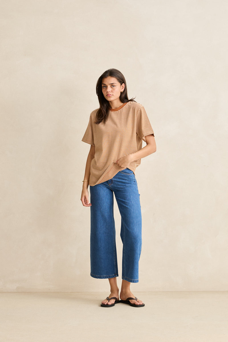 Essential Stripe Ss T-Shirt Tobacco