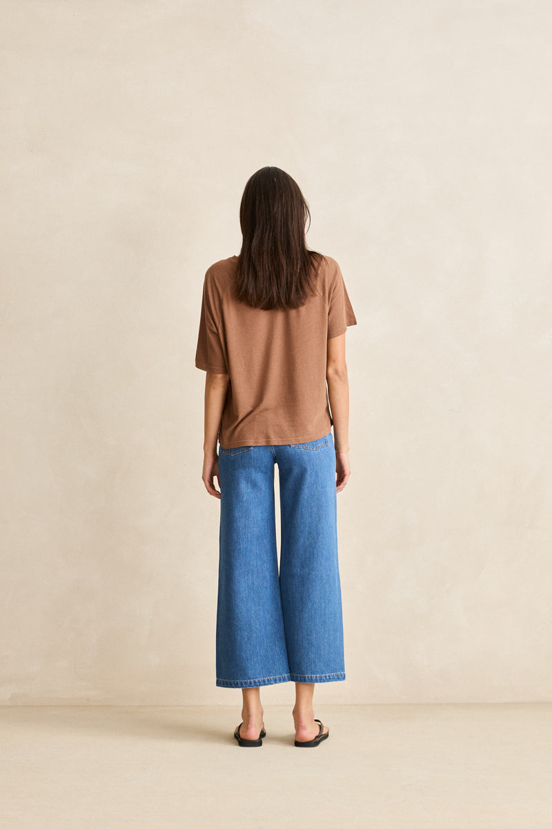 Essential Linen Ss T-Shirt Chocolate
