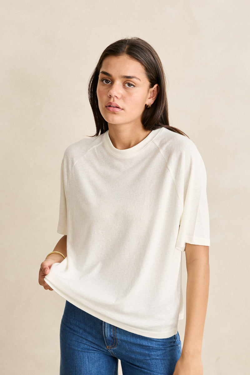 Essential Linen Ss T-Shirt Natural
