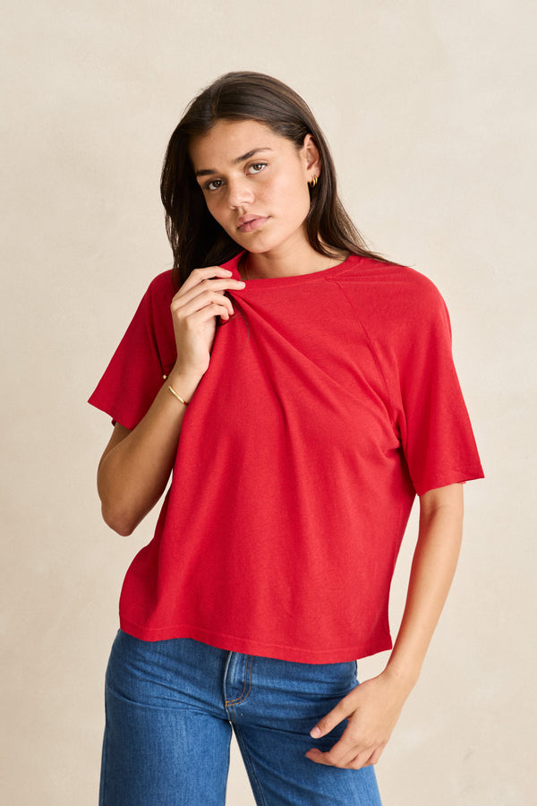 Essential Linen Ss T-Shirt Red