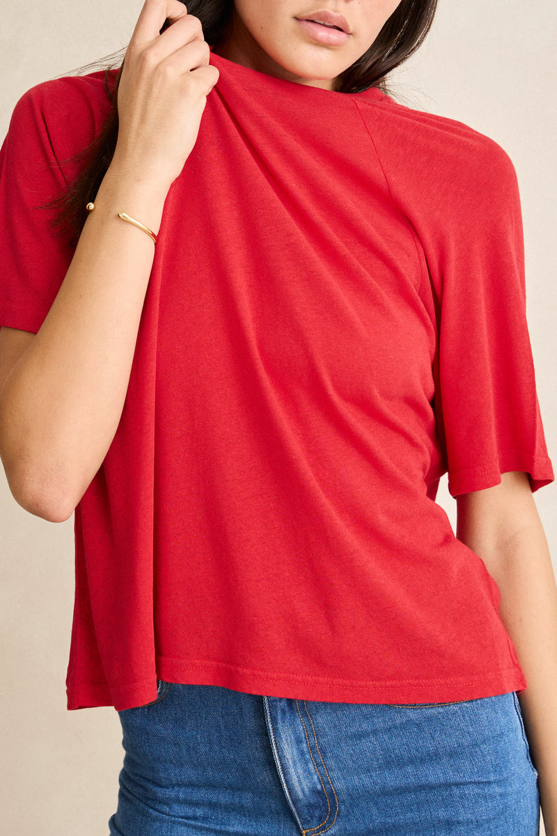 Essential Linen Ss T-Shirt Red