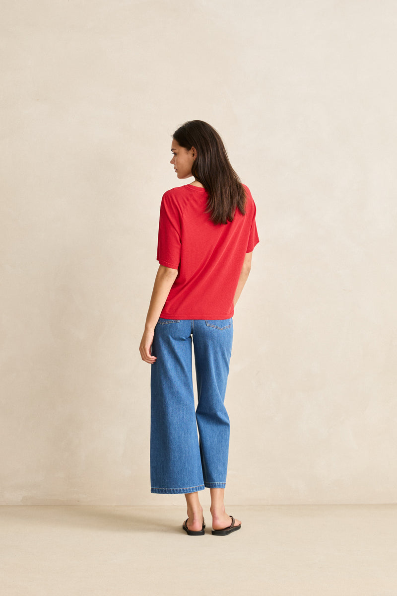 Essential Linen Ss T-Shirt Red