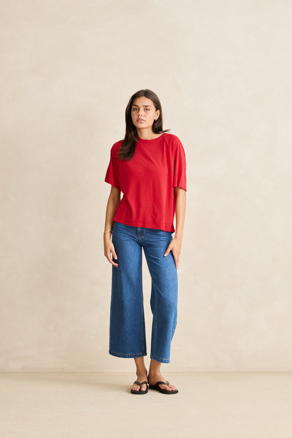 Essential Linen Ss T-Shirt Red