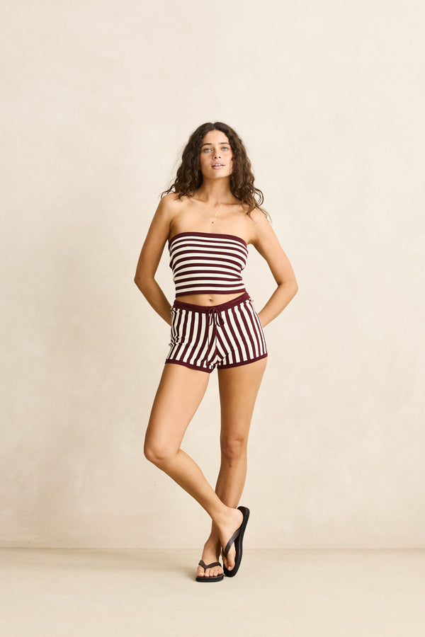 Daybreak Stripe Knit Micro Short Paprika