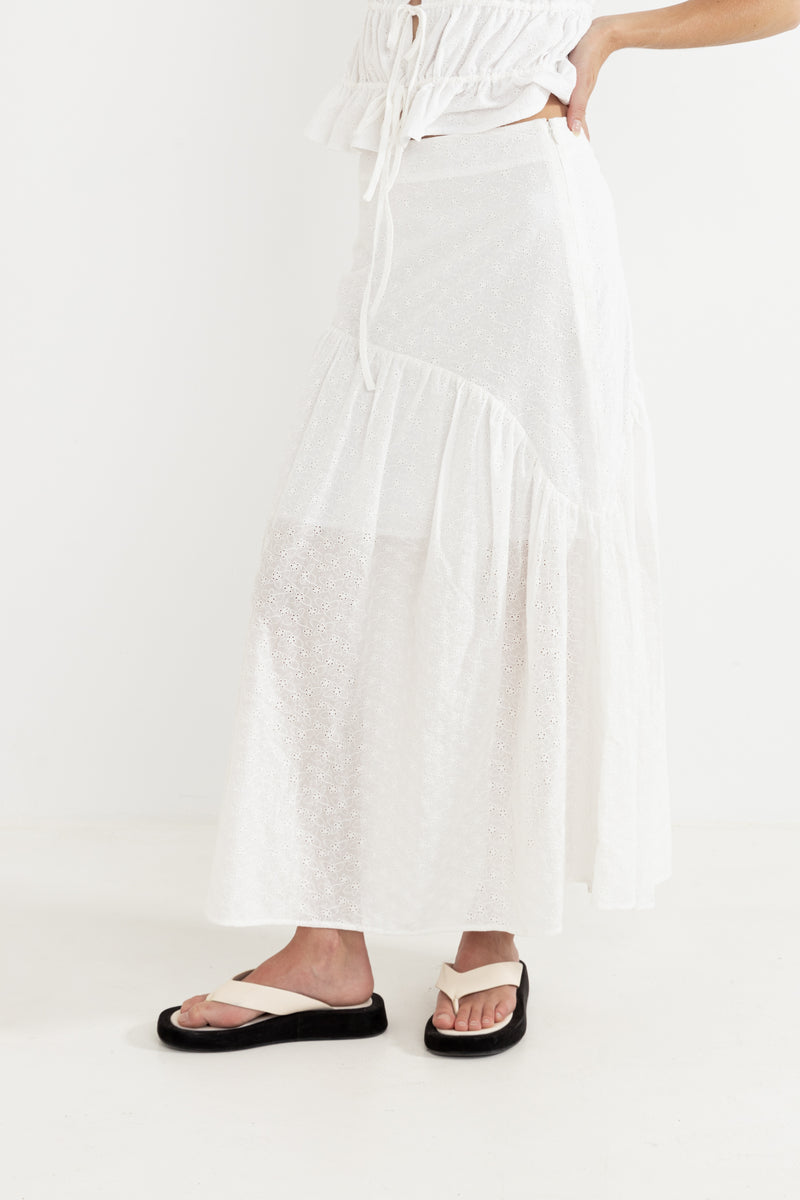 Bailey Broderie Skirt White