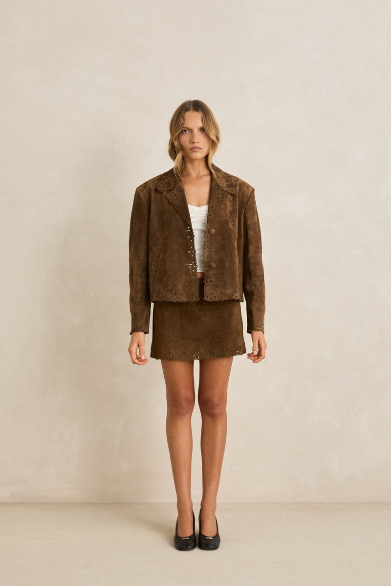 Poppy Eyelet Suede Mini Skirt