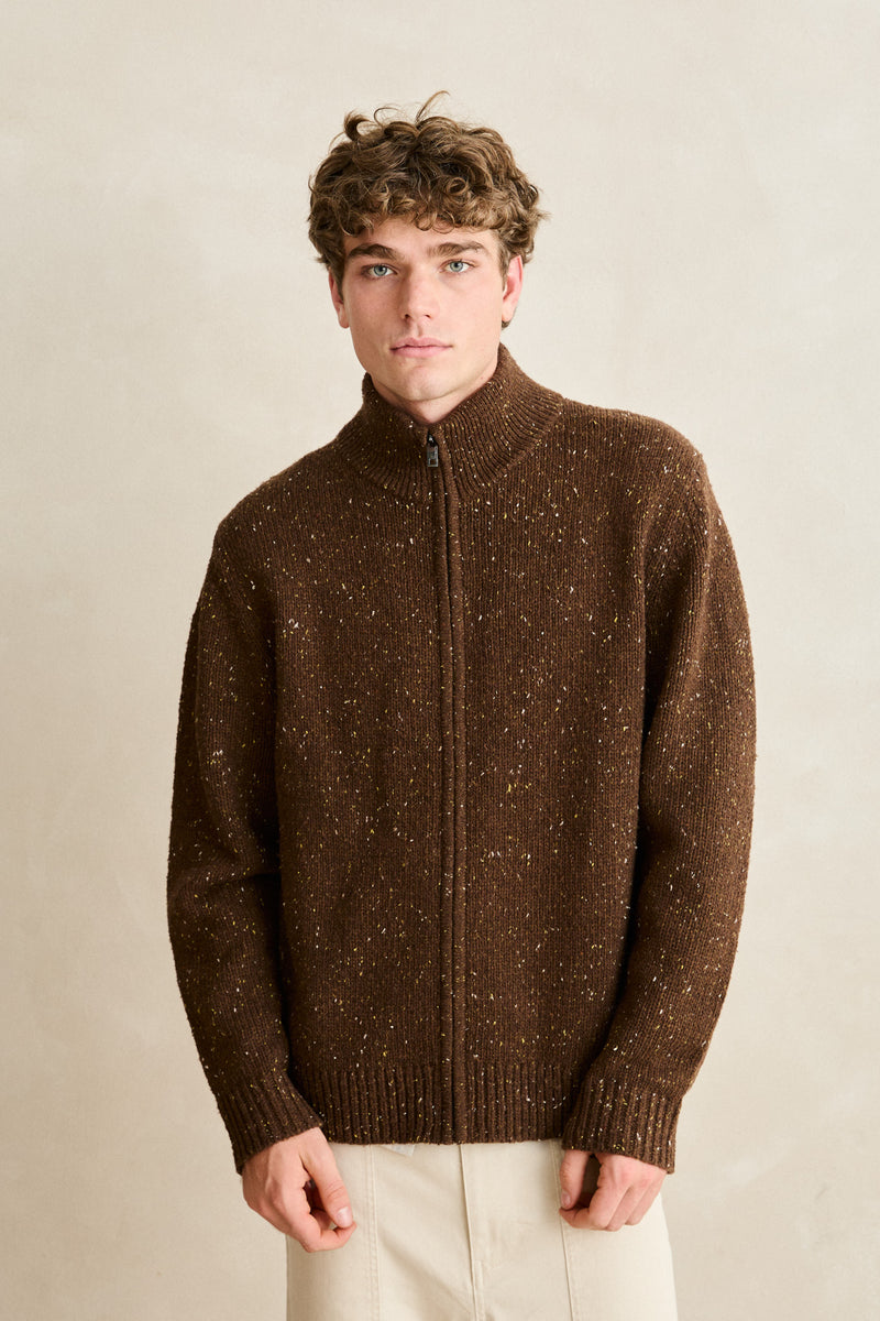 Fleck Zip Knit Tobacco – Rhythm