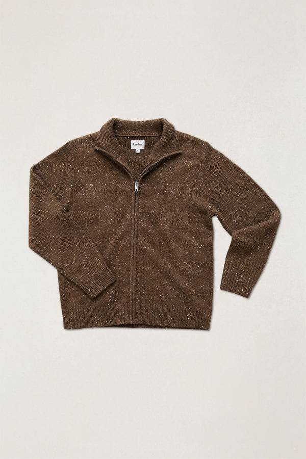 Fleck Zip Knit Tobacco – Rhythm