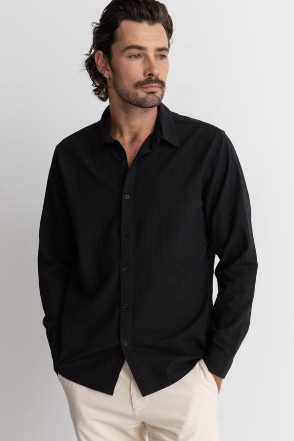 Classic Linen Ls Shirt Vintage Black